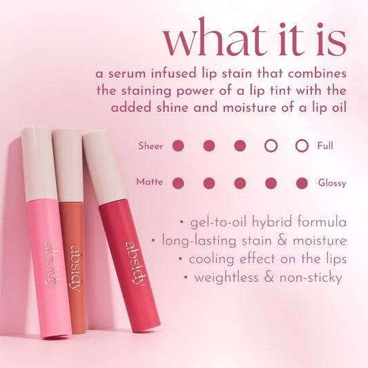 Glazing Serum Lip Stains Makeup Lip Oil/Lip Tint Long Lasting Waterproof with Cooling Effect