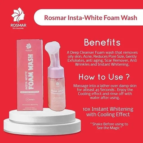 Rosmar Insta white Foam Wash 100ml | La Belleza AU Skin & Wellness