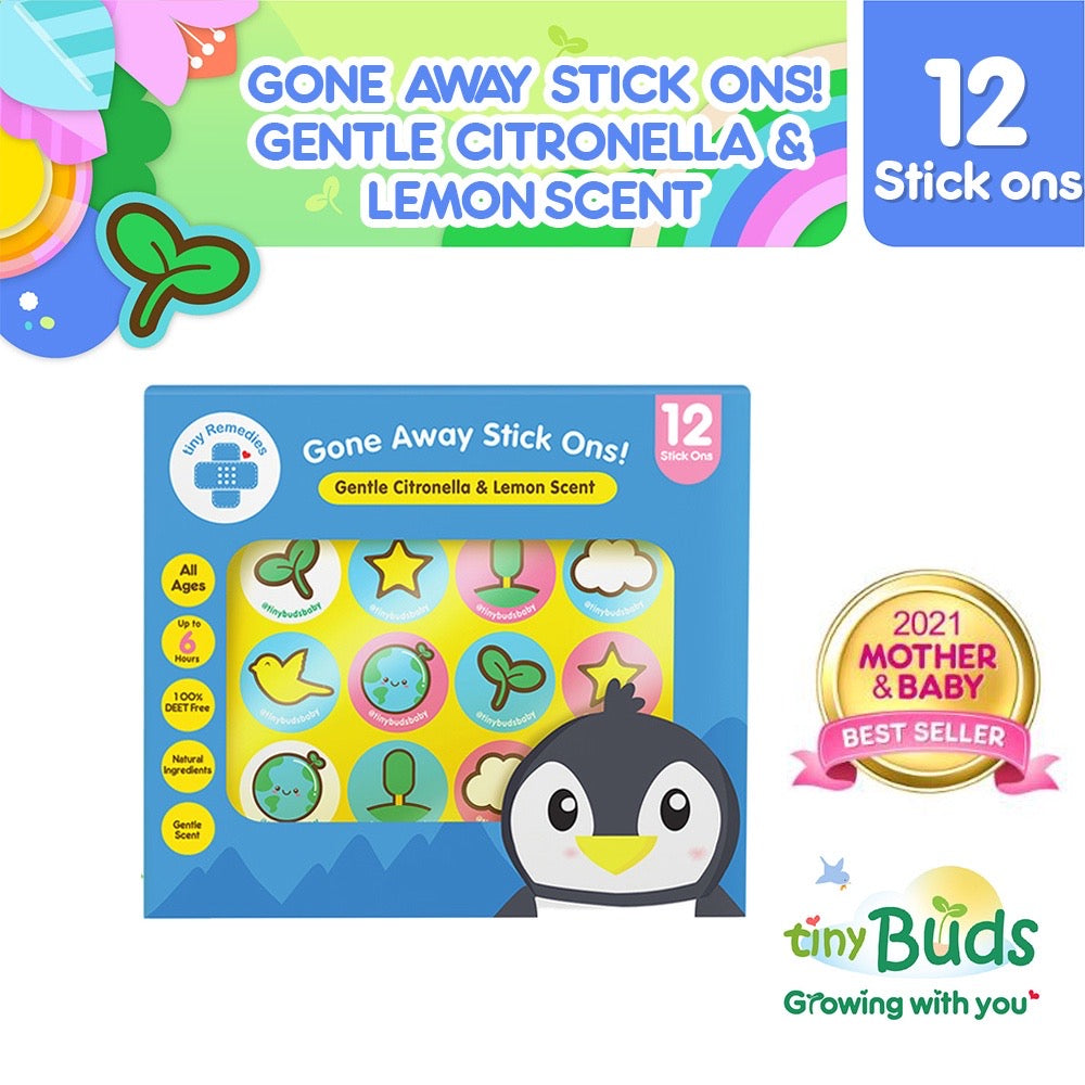 Gone Away Stick Ons Gentle Citronella and Lemon Scent (24 Stickers)