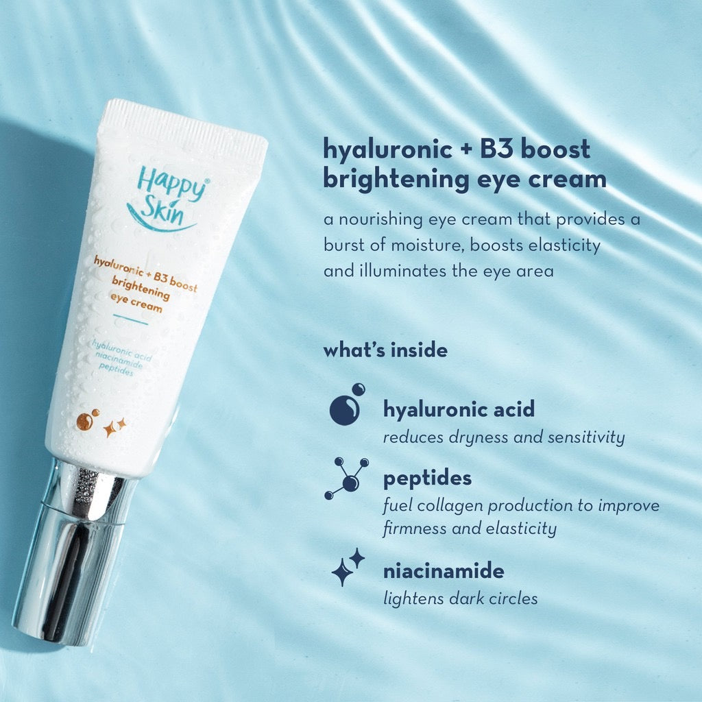 Happy Skin Hyaluronic + B3 Boost Brightening Eye Cream 12ml - La Belleza AU Skin & Wellness
