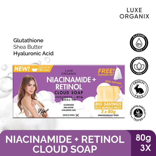 Niacinamide + Retinol Cloud Soap 3 x 80g (Eco Bundle Pack)