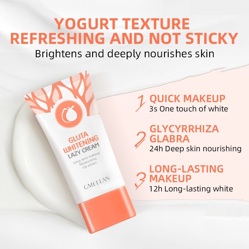 Gluta Facial Whitening Lazy Moisturizing Cream Brighten Skin Tone 30g