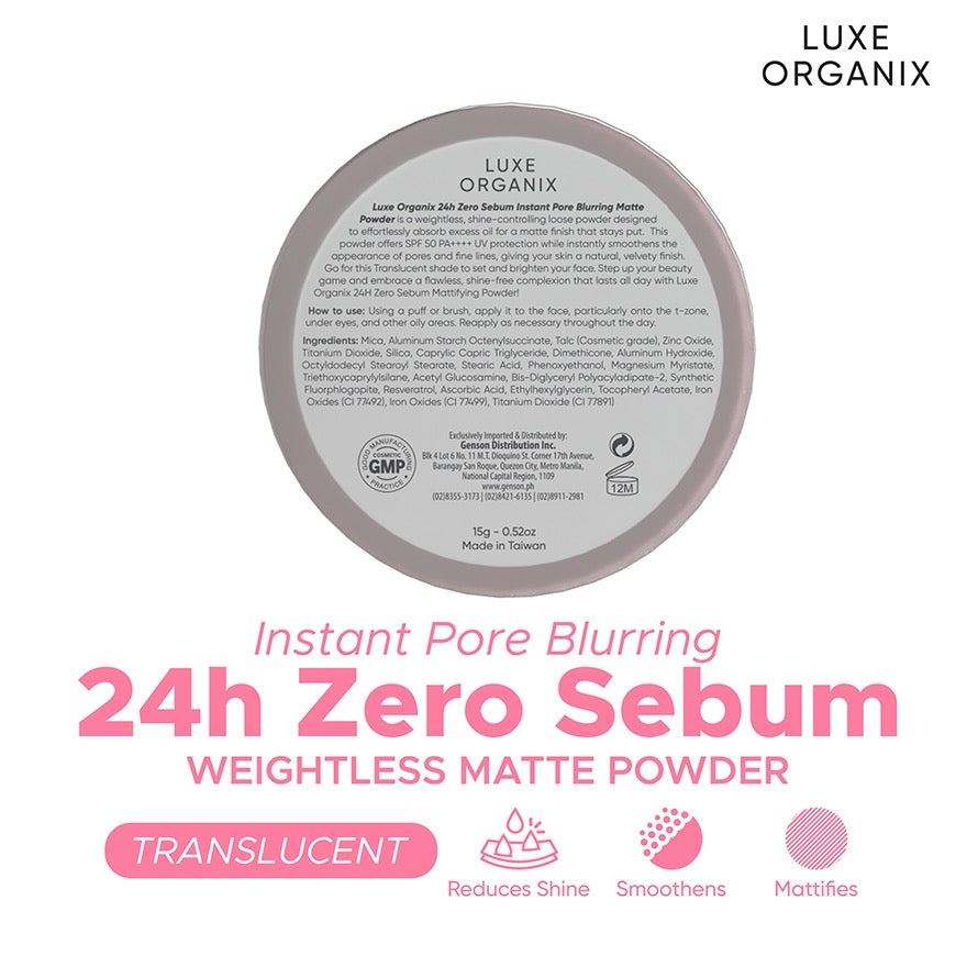 24H Zero Sebum Instant Pore Blurring Weightless Matte Powder SPF50 15g