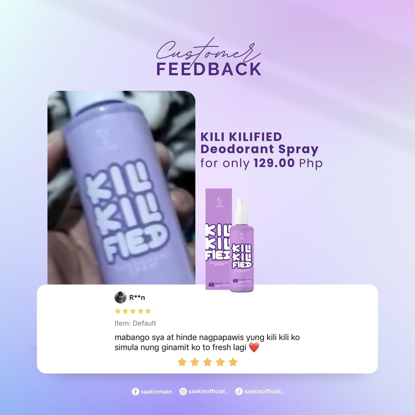 SASKIN Kili-Kili Fied Deodorant Spray 100ml (EXP Apr 2026)
