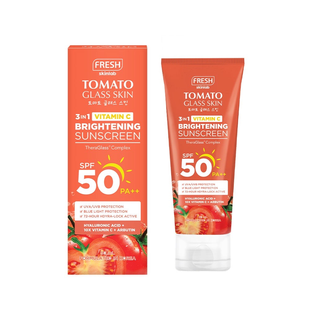 Tomato Glass Skin 10x Vitamin C Serum Sunscreen SPF 50 PA ++