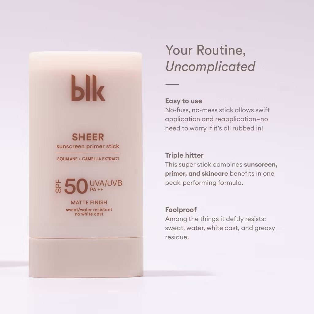BLK Cosmetics Universal Sheer Sunscreen Primer Stick SPF 40 UVA/UVB PA++++ (15g/20g)