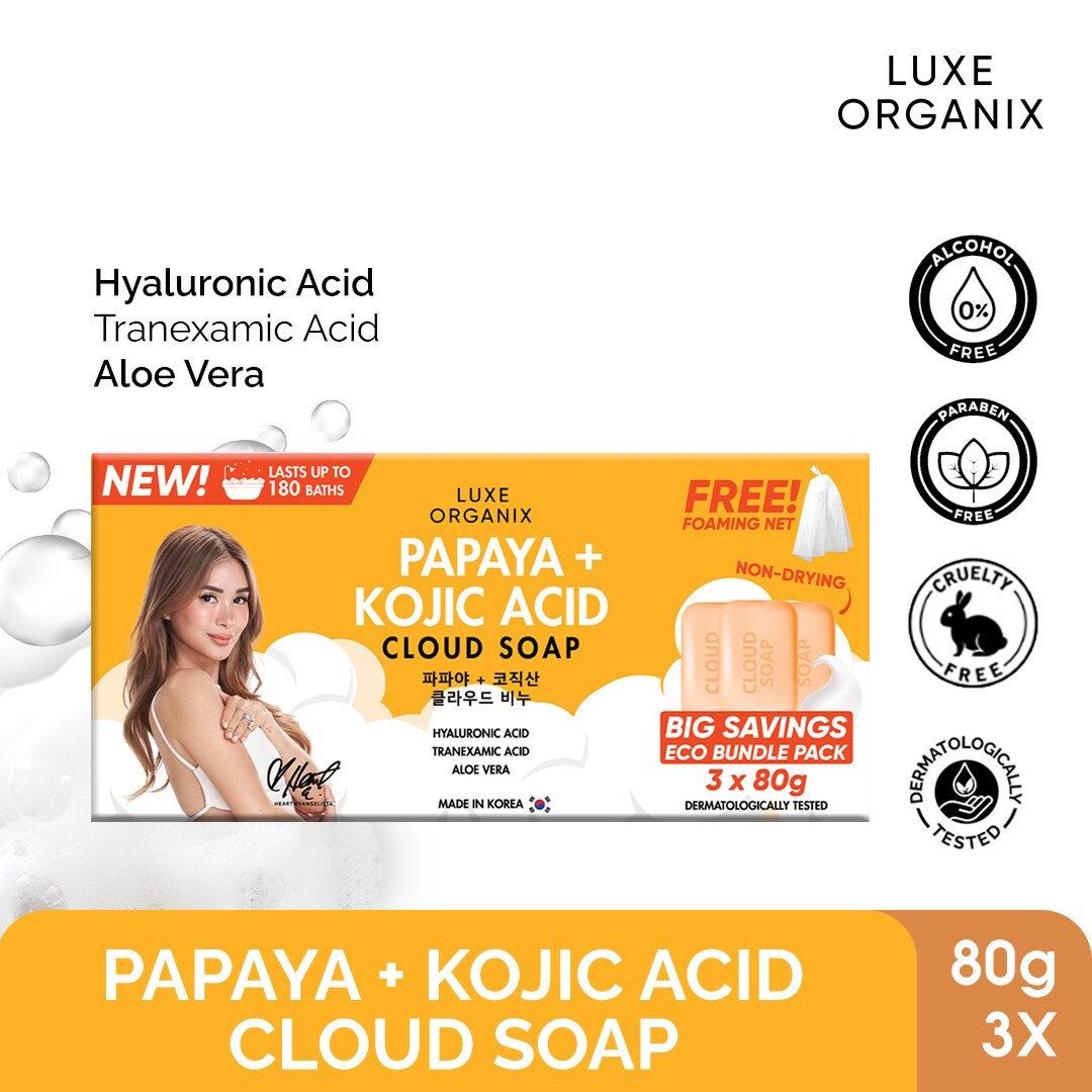 Papaya + Kojic Acid Cloud Soap 3x80g (Eco Bundle Pack)