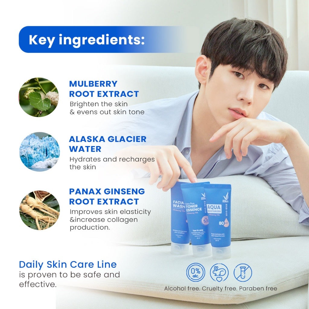 iWhite Korea Whitening Vita Line Bundle 3-Step Routine to Lighten Skin (Wash, Tone & Moisturize)