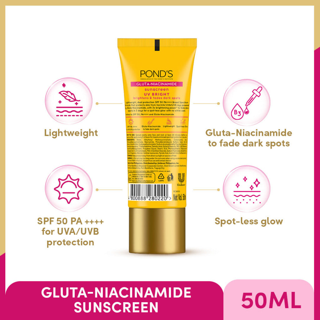 UV Sunscreen UV Bright with Gluta-Niacinamide for a Spot-less Glow 50ml