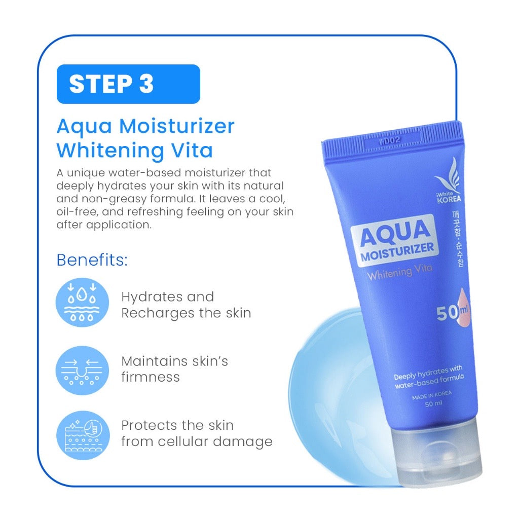 iWhite Korea Whitening Vita Line Bundle 3-Step Routine to Lighten Skin (Wash, Tone & Moisturize)