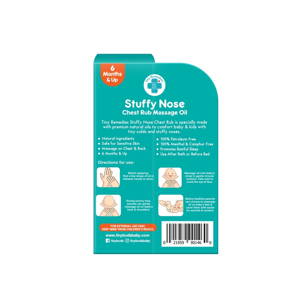 Remedies Stuffy Nose Natural Baby Chest Rub Massage Oil 50ml