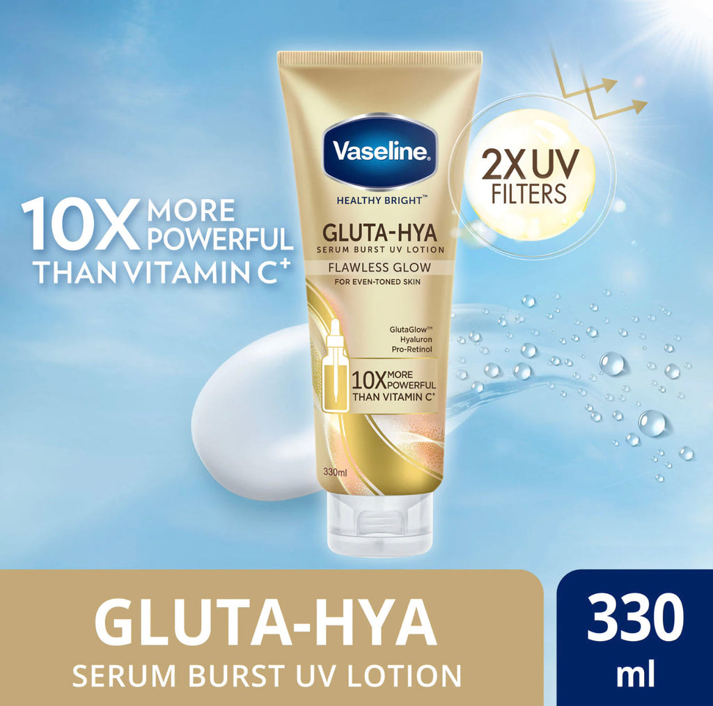 VASELINE Healthy Bright Gluta-Hya Serum Burst UV Lotion Flawless Glow 330ml - La Belleza AU Skin & Wellness