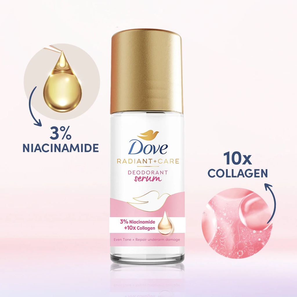 DOVE Radiant+ Care Deodorant Serum 3% Niacinamide +10x Collagen - Pink 45ml