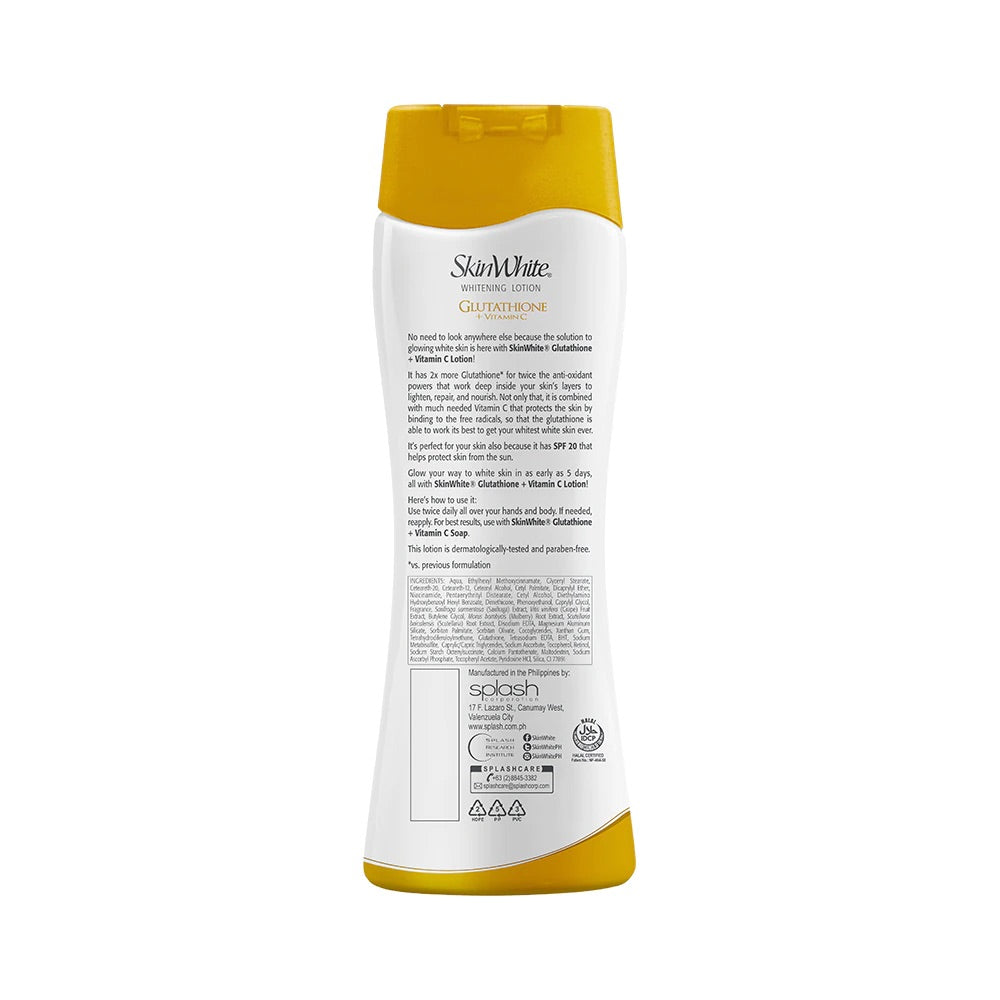 SkinWhite 2x Glutathione + Vitamin C Lotion SPF20 200mL - La Belleza AU Skin & Wellness