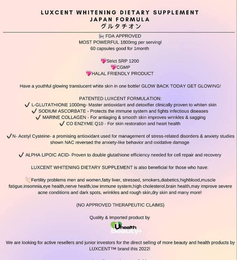 Luxcent Luminous Caps L-Glutathione Plus Marine Collagen (New Packaging) - La Belleza AU Skin & Wellness