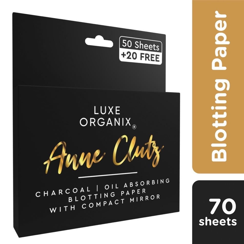 Luxe Organix x Anne Clutz Charcoal Blotting Paper with Compact Mirror 70 sheets - La Belleza AU Skin & Wellness
