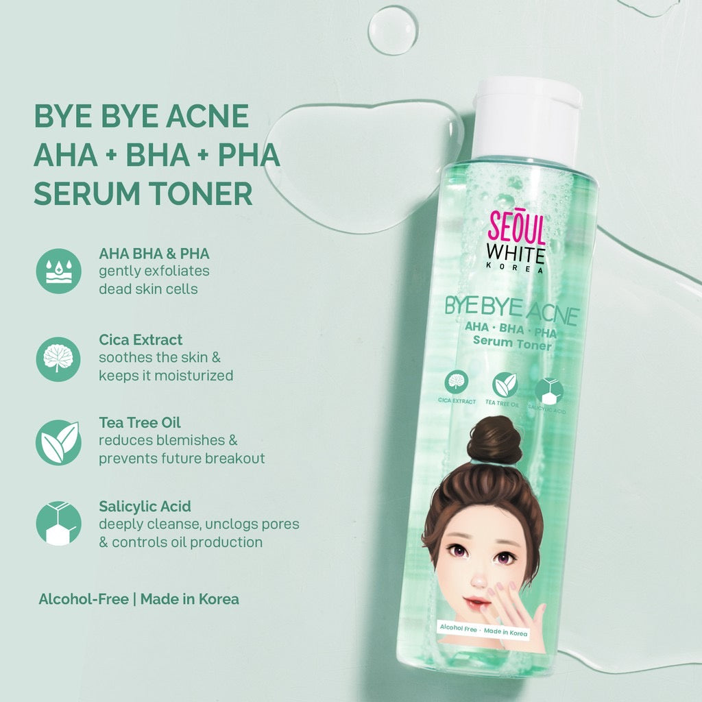 Seoul White Korea BYE BYE ACNE AHA-BHA-PHA Serum Toner 150ml - La Belleza AU Skin & Wellness