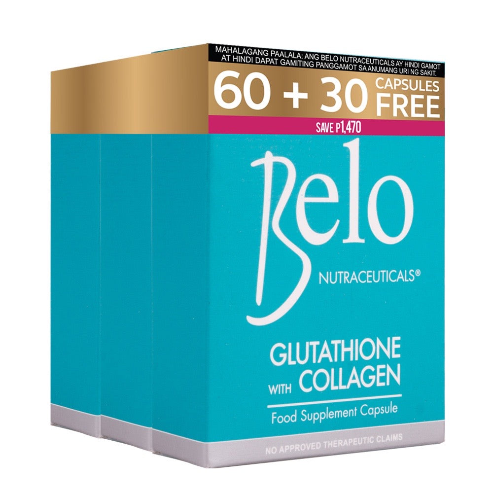 Belo Nutraceuticals Glutathione + Collagen 60 + FREE 30 capsules (New Packaging) - La Belleza AU Skin & Wellness
