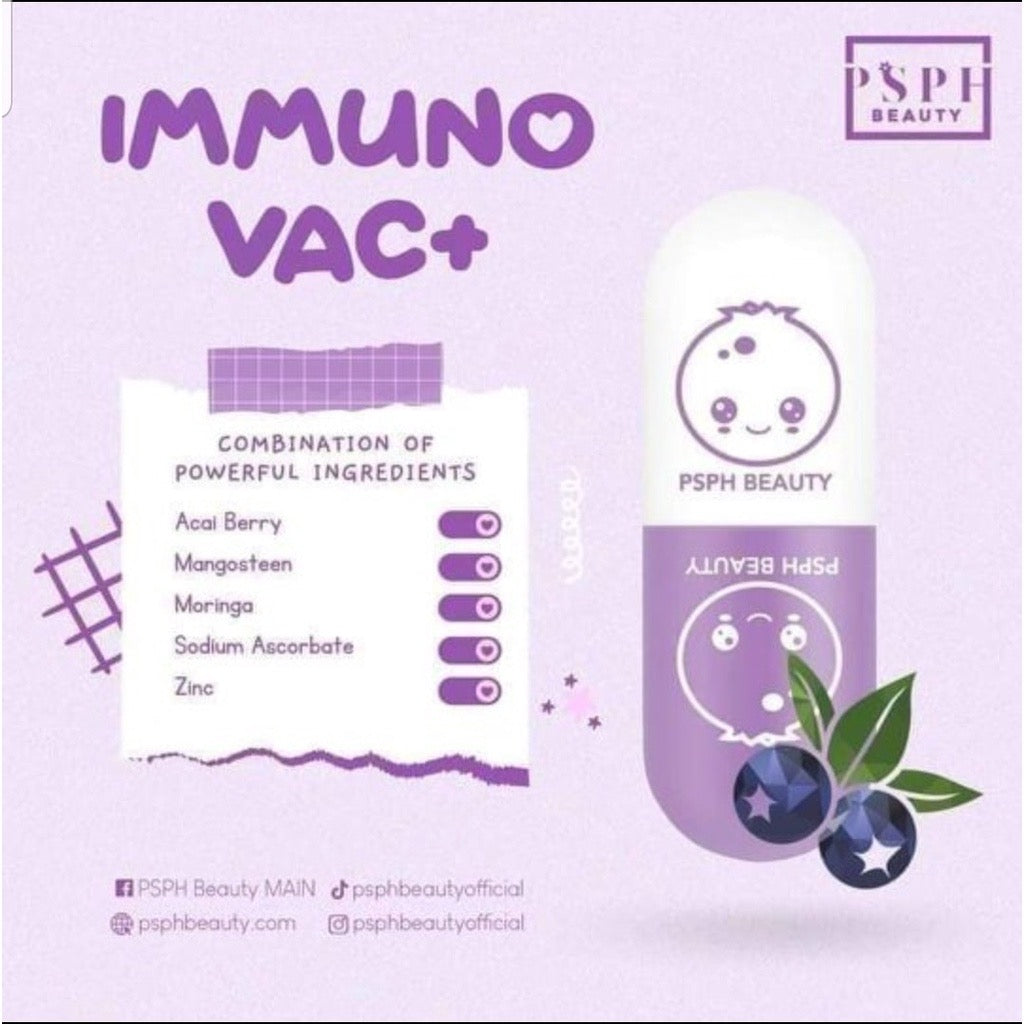 PSPH Immuno Vac + Acai Berry 5000mg Ascorbic Acid + Zinc (60c caps) - La Belleza AU Skin & Wellness