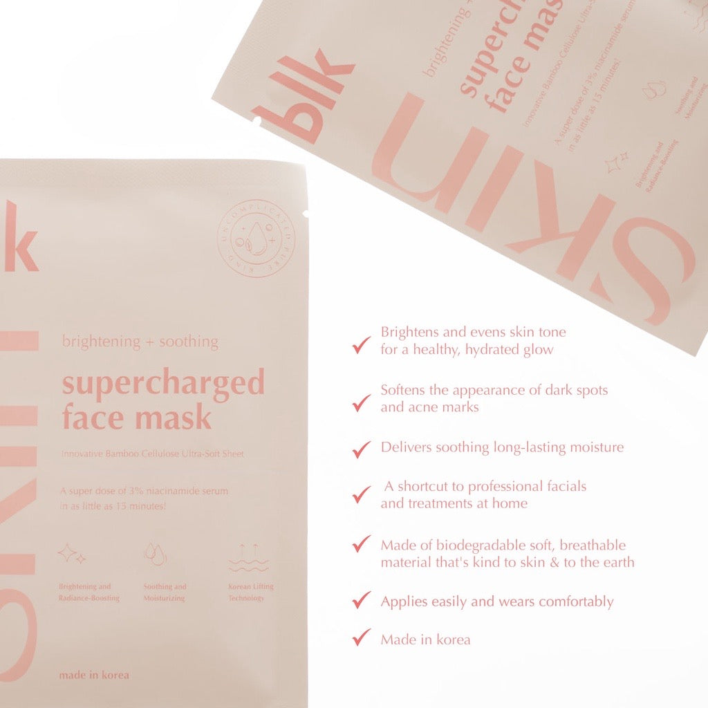 blk skin Brightening & Soothing Supercharged Face Mask +Niacinamide (1 sheet mask) - La Belleza AU Skin & Wellness