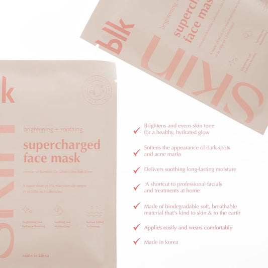 blk skin Brightening & Soothing Supercharged Face Mask +Niacinamide (1 sheet mask) - La Belleza AU Skin & Wellness