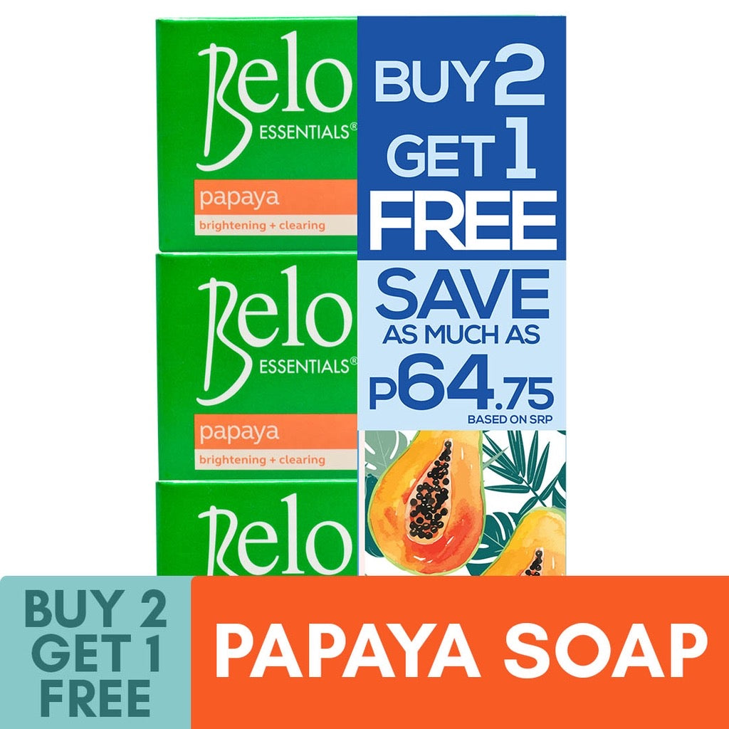 BUY 2 GET 1 FREE Belo Essentials Papaya Soap (135g x 3bars) - La Belleza AU Skin & Wellness