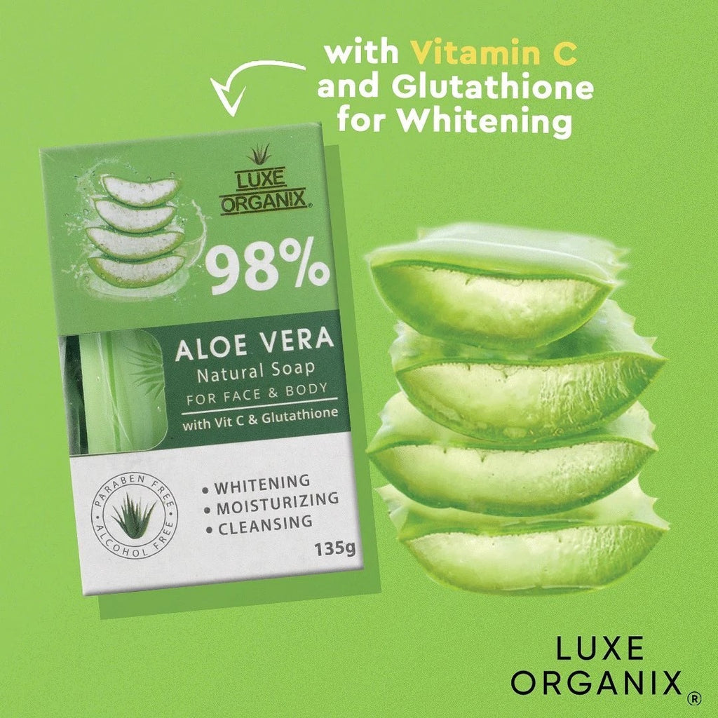 Luxe Organix: 98% Aloe Vera Natural Soap with Vitamin C and Glutathione - La Belleza AU Skin & Wellness