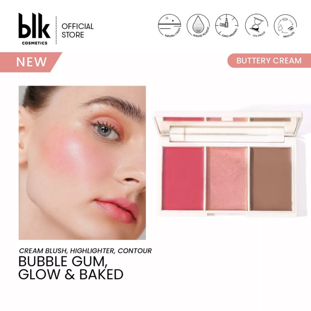 BLK Cosmetics Cream Blush, Highlighter and Contour Palette - La Belleza AU Skin & Wellness