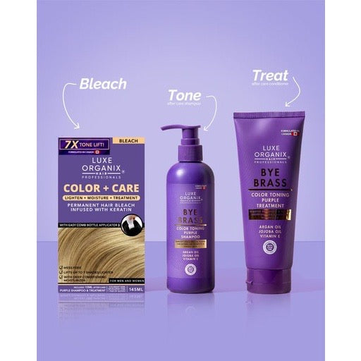 LUXE ORGANIX Bye Brass Purple Shampoo 210ml - La Belleza AU Skin & Wellness
