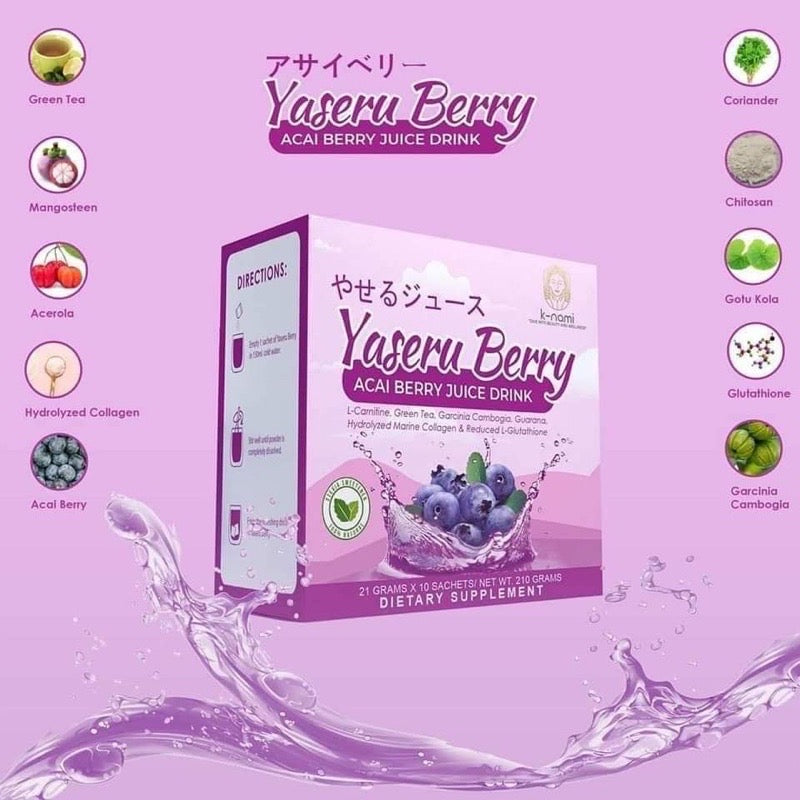 K-Nami Yaseru Berry (Acai Berry Juice Drink) 10s - La Belleza AU Skin & Wellness