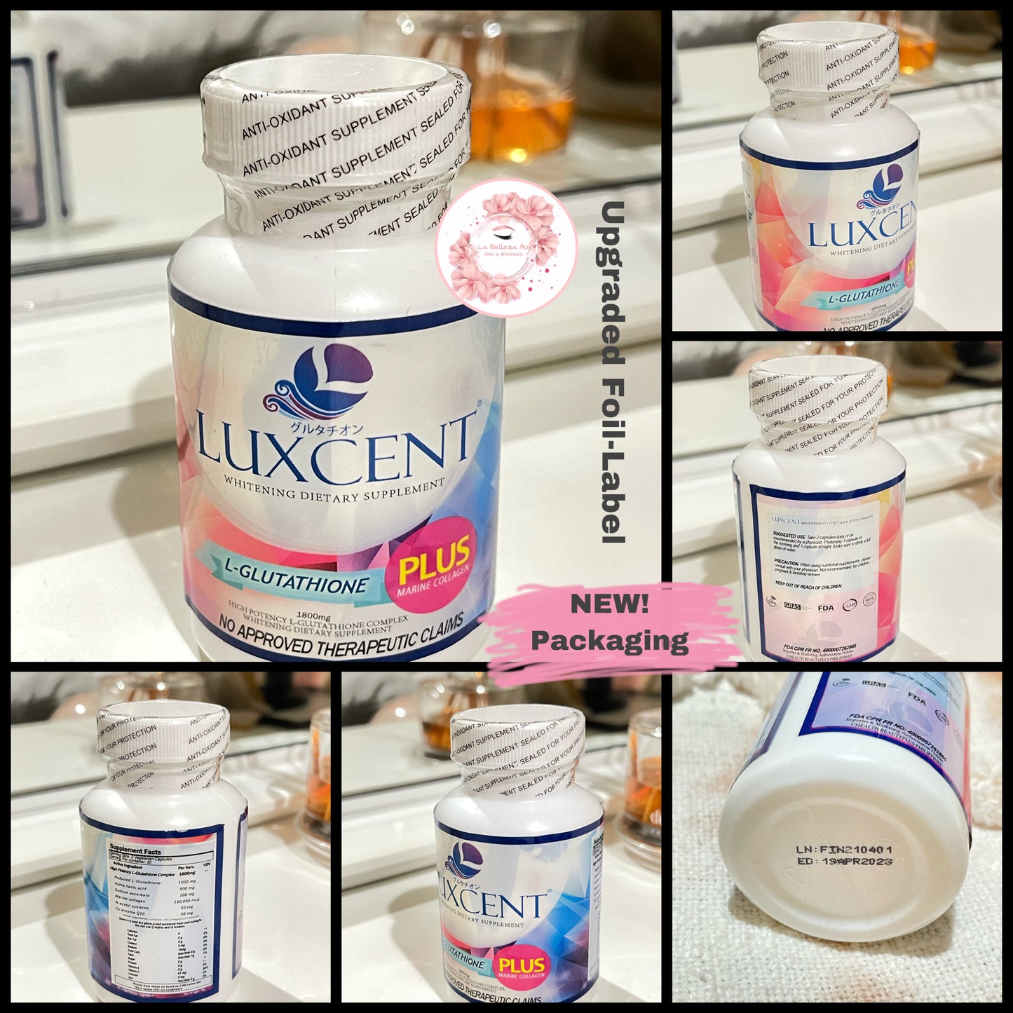 Luxcent Luminous Caps L-Glutathione Plus Marine Collagen (New Packaging) - La Belleza AU Skin & Wellness