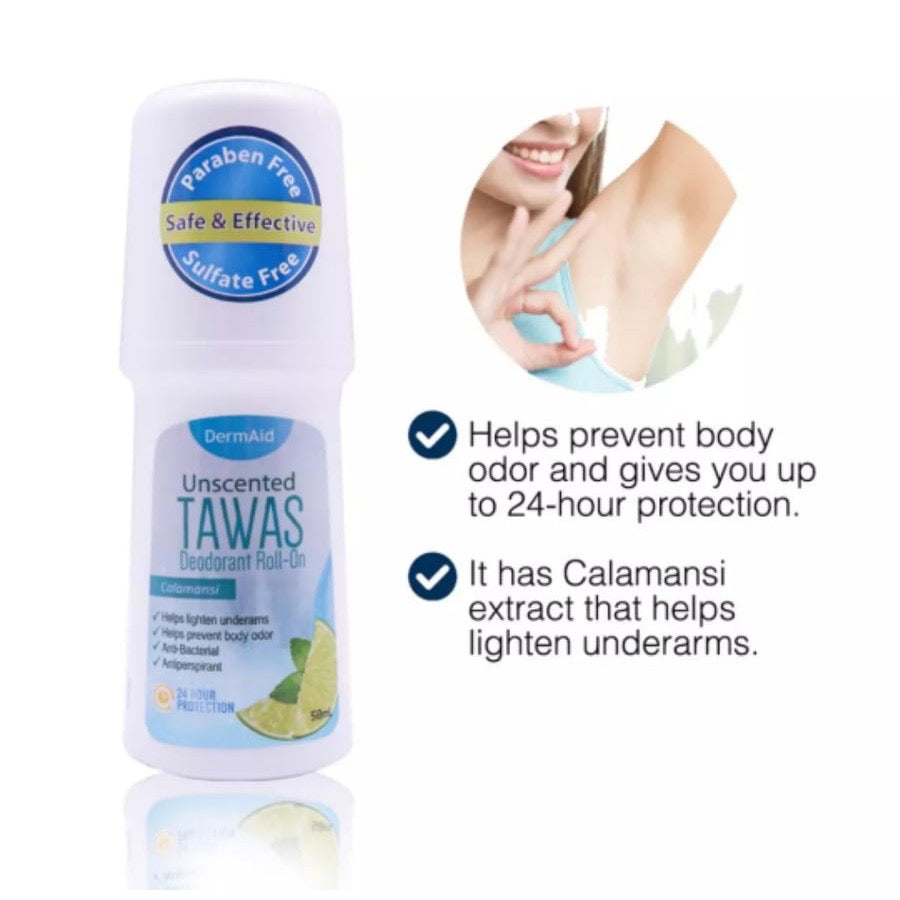 DERMAID Deo Roll On Unscented Whitening Tawas with Calamansi (Unscented)  50ml - La Belleza AU Skin & Wellness