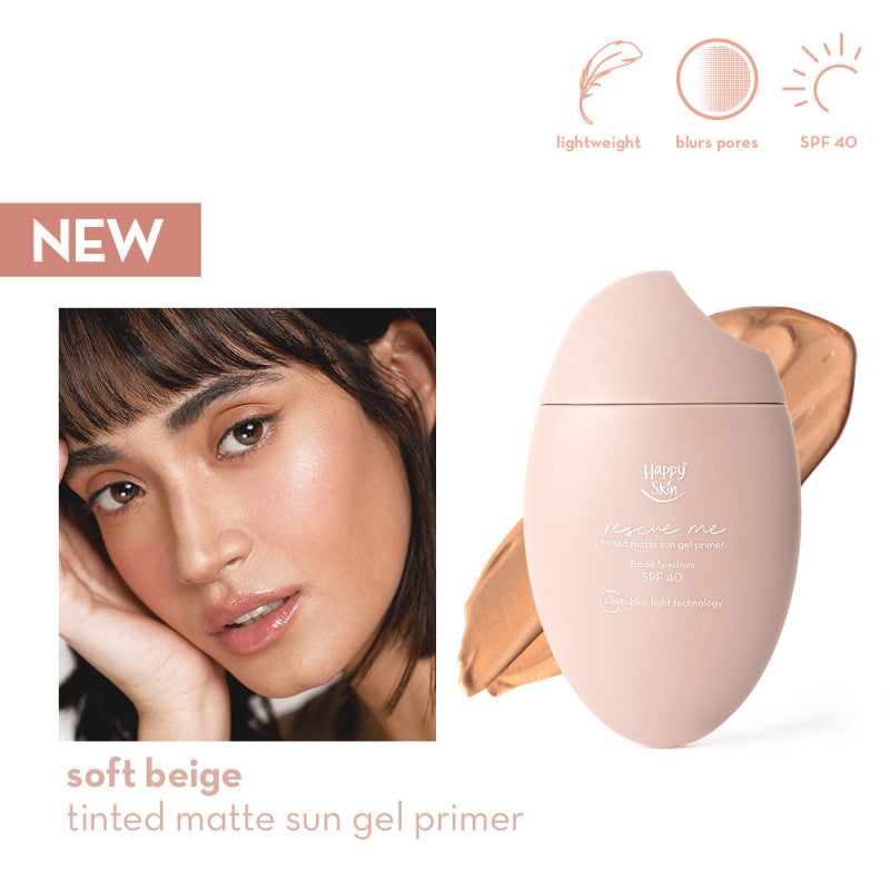 Happy Skin Rescue Me Tinted Matte Sun Gel Primer Broad Spectrum Spf40  40ml - La Belleza AU Skin & Wellness
