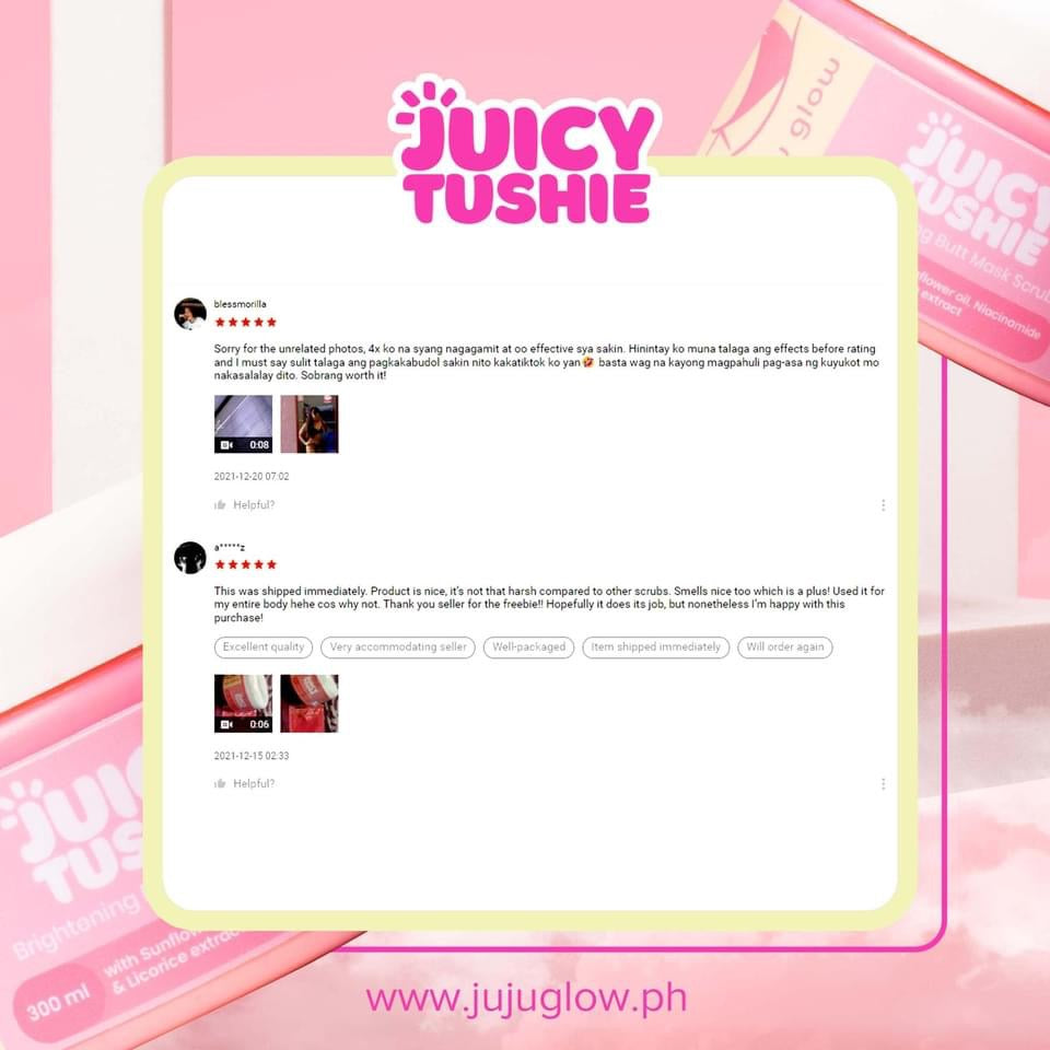 Juicy Tushie By Juju Glow (Brightening Butt Mask Scrub/Intimate Brightening Serum) - La Belleza AU Skin & Wellness