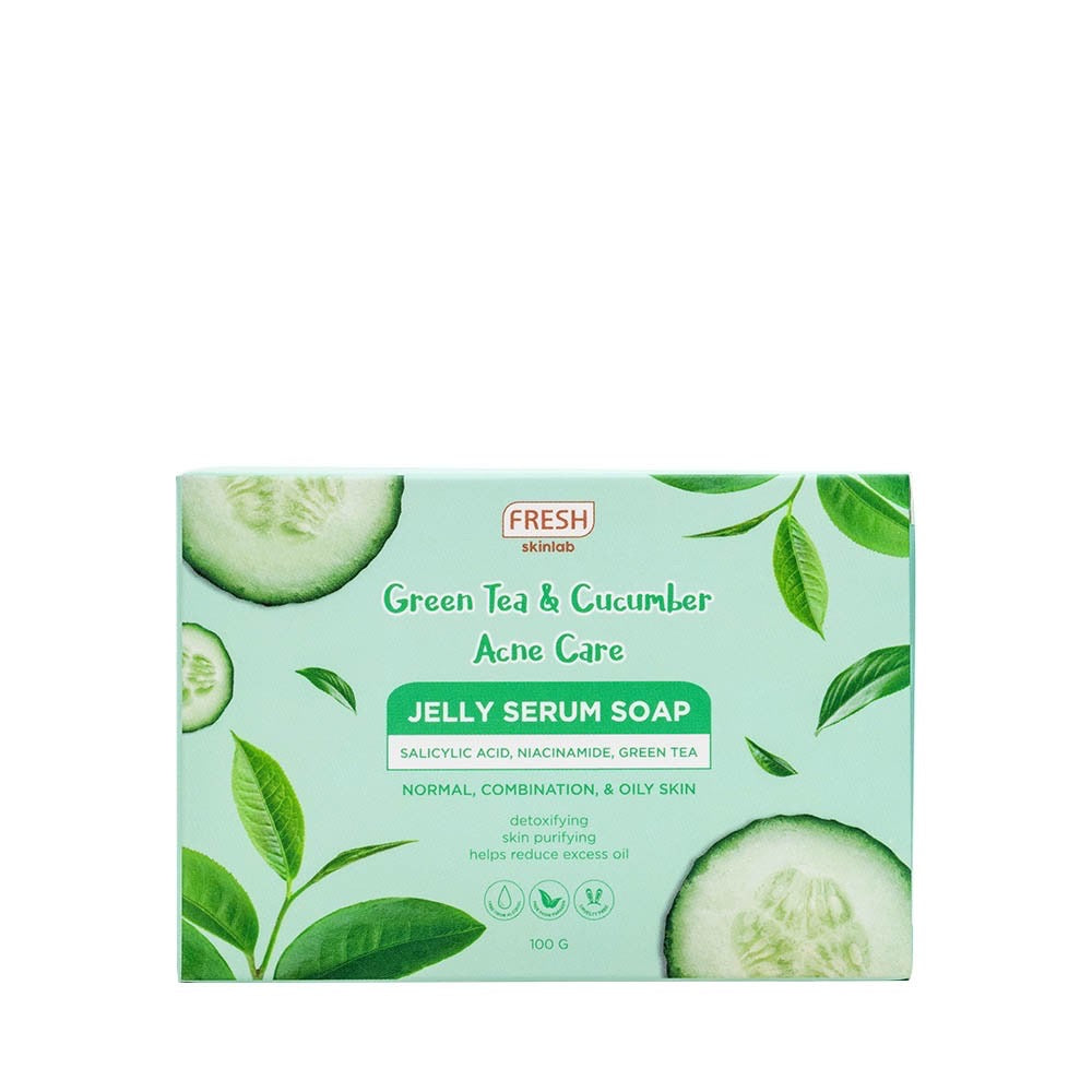 Fresh Skinlab Green Tea And Cucumber Acne Care Jelly Serum Soap (100g) - La Belleza AU Skin & Wellness