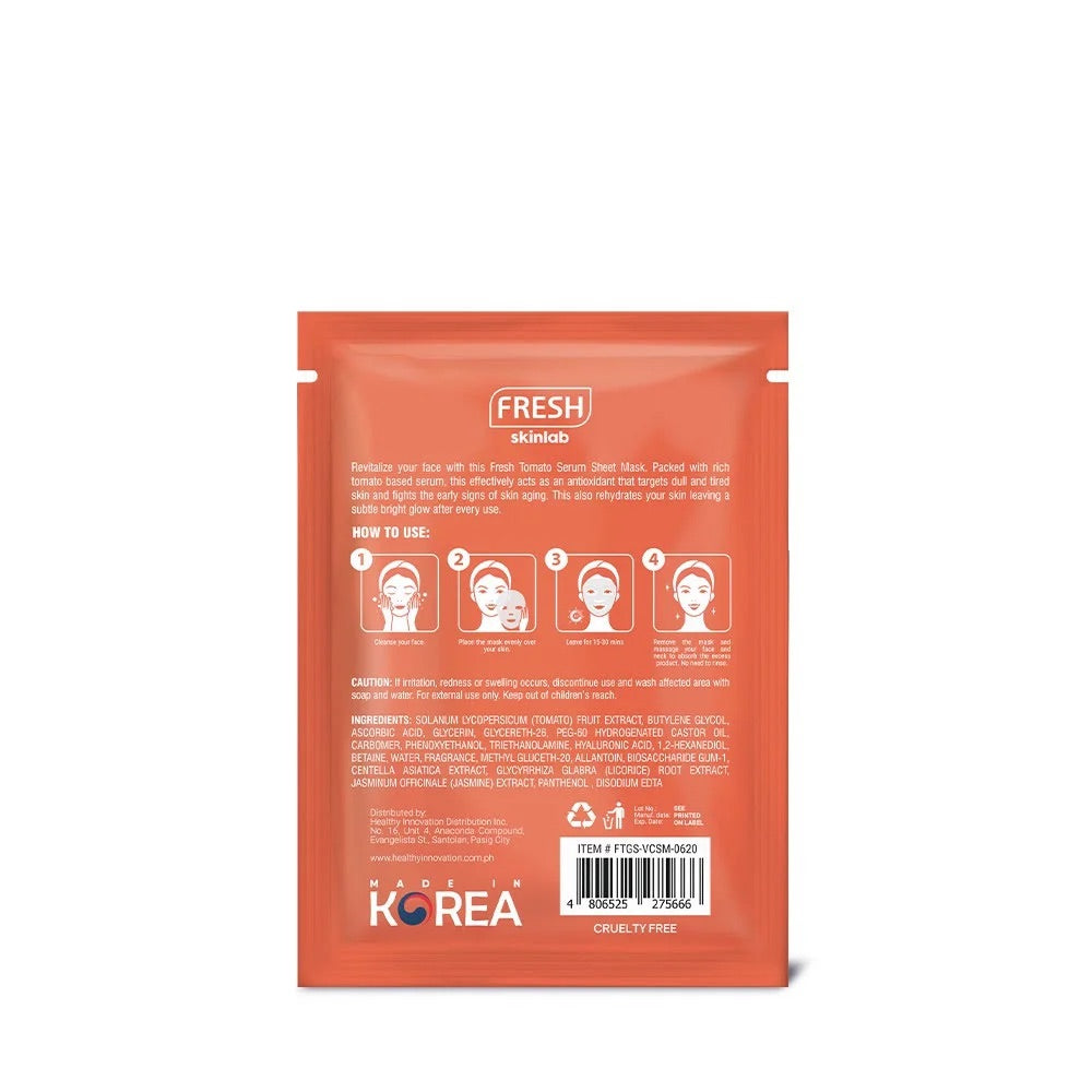 Fresh Skinlab Tomato Glass Skin Vitamin C Serum Sheet Mask (Exp 08/2023) - La Belleza AU Skin & Wellness
