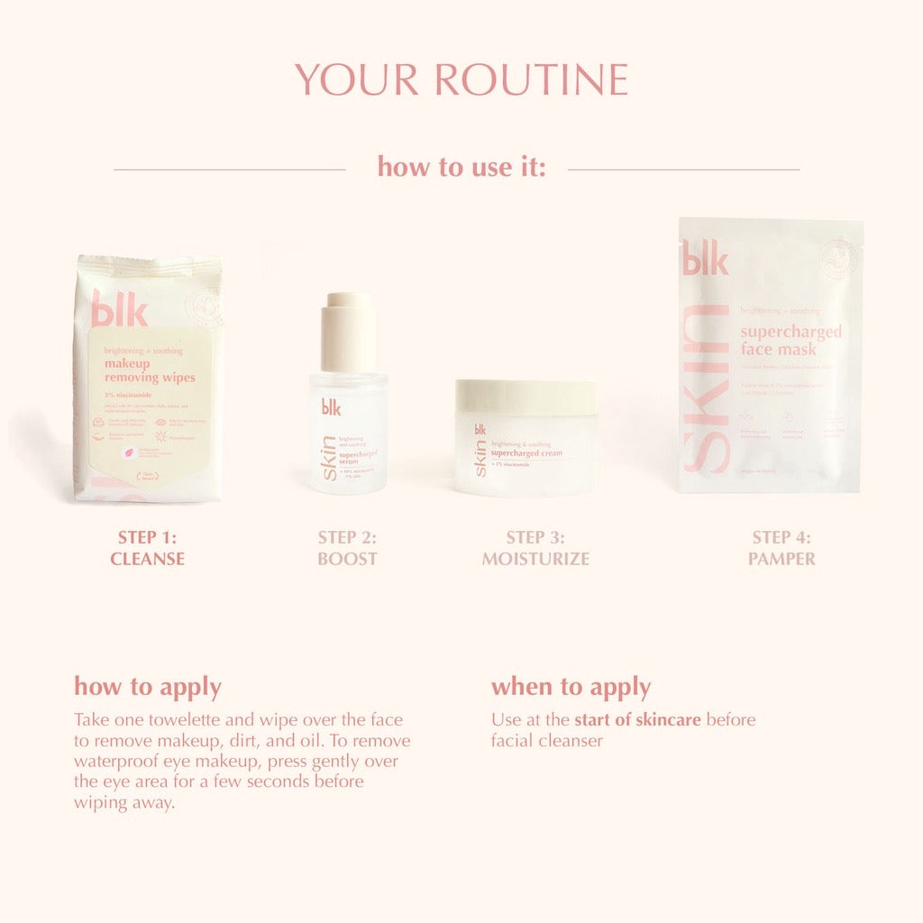 blk skin Brightening & Soothing Makeup Removing Wipes +Niacinamide - La Belleza AU Skin & Wellness