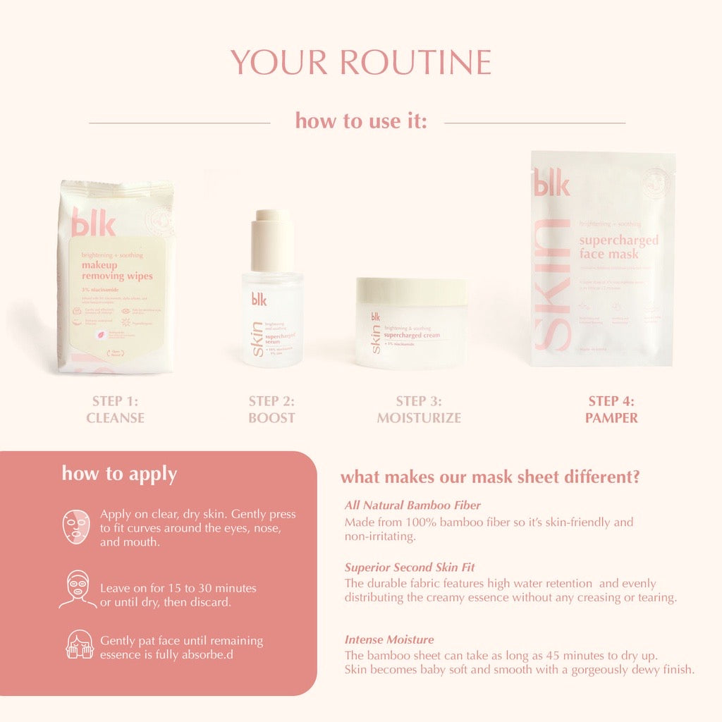 blk skin Brightening & Soothing Supercharged Face Mask +Niacinamide (1 sheet mask) - La Belleza AU Skin & Wellness