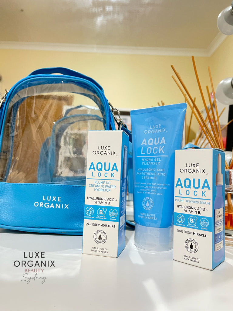 Luxe Organix Aqua Lock Set w/ PVC Blue Bag (Limited Edition) - La Belleza AU Skin & Wellness