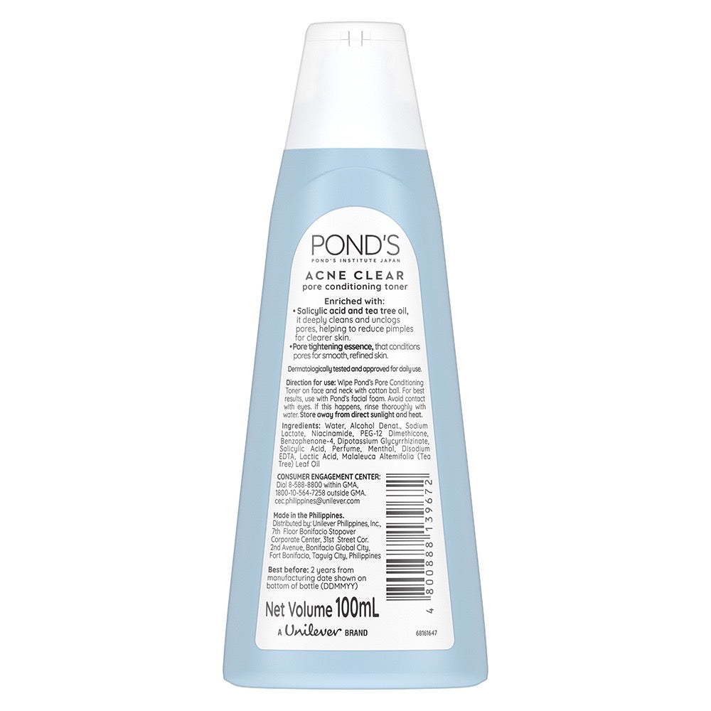 PONDS Acne Clear Pore Conditioning Toner with Salicylic Acid and Tea Tree Oil for Anti Pimple 100ml - La Belleza AU Skin & Wellness