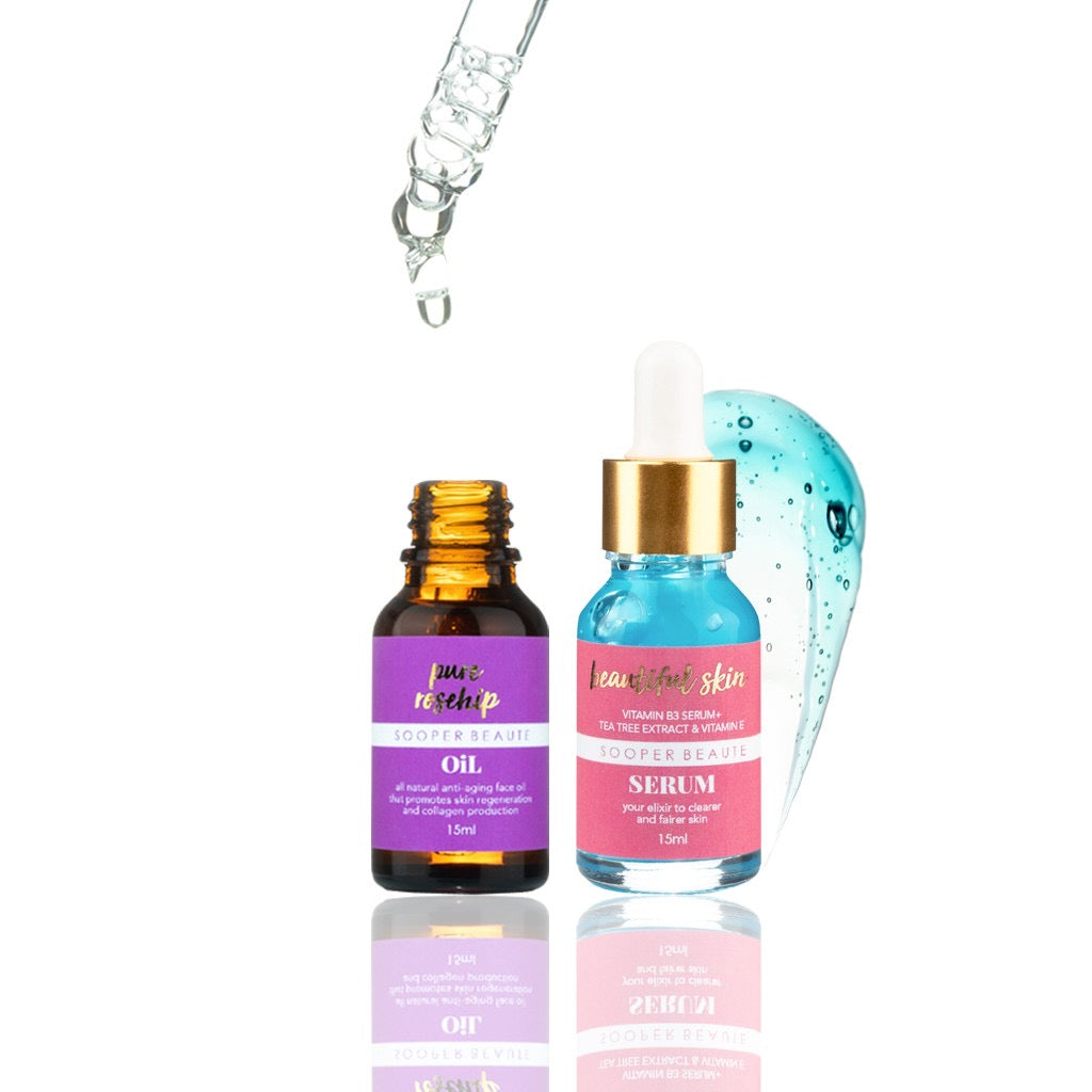 Sooper Beaute Anti-Acne Combo (Beautiful Skin Serum 15ml + Tea Tree Extract & Vitamin E 15ml) - La Belleza AU Skin & Wellness