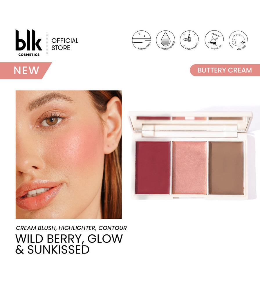 BLK Cosmetics Cream Blush, Highlighter and Contour Palette - La Belleza AU Skin & Wellness