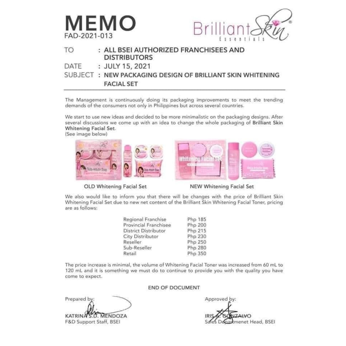 Brilliant Skin Whitening Facial Set (New Packaging) - La Belleza AU Skin & Wellness