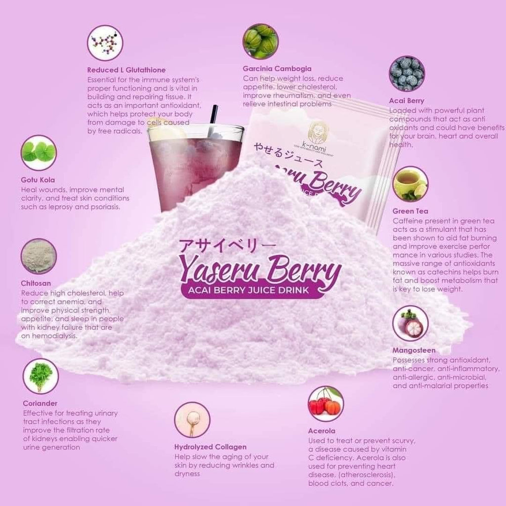 K-Nami Yaseru Berry (Acai Berry Juice Drink) 10s - La Belleza AU Skin & Wellness