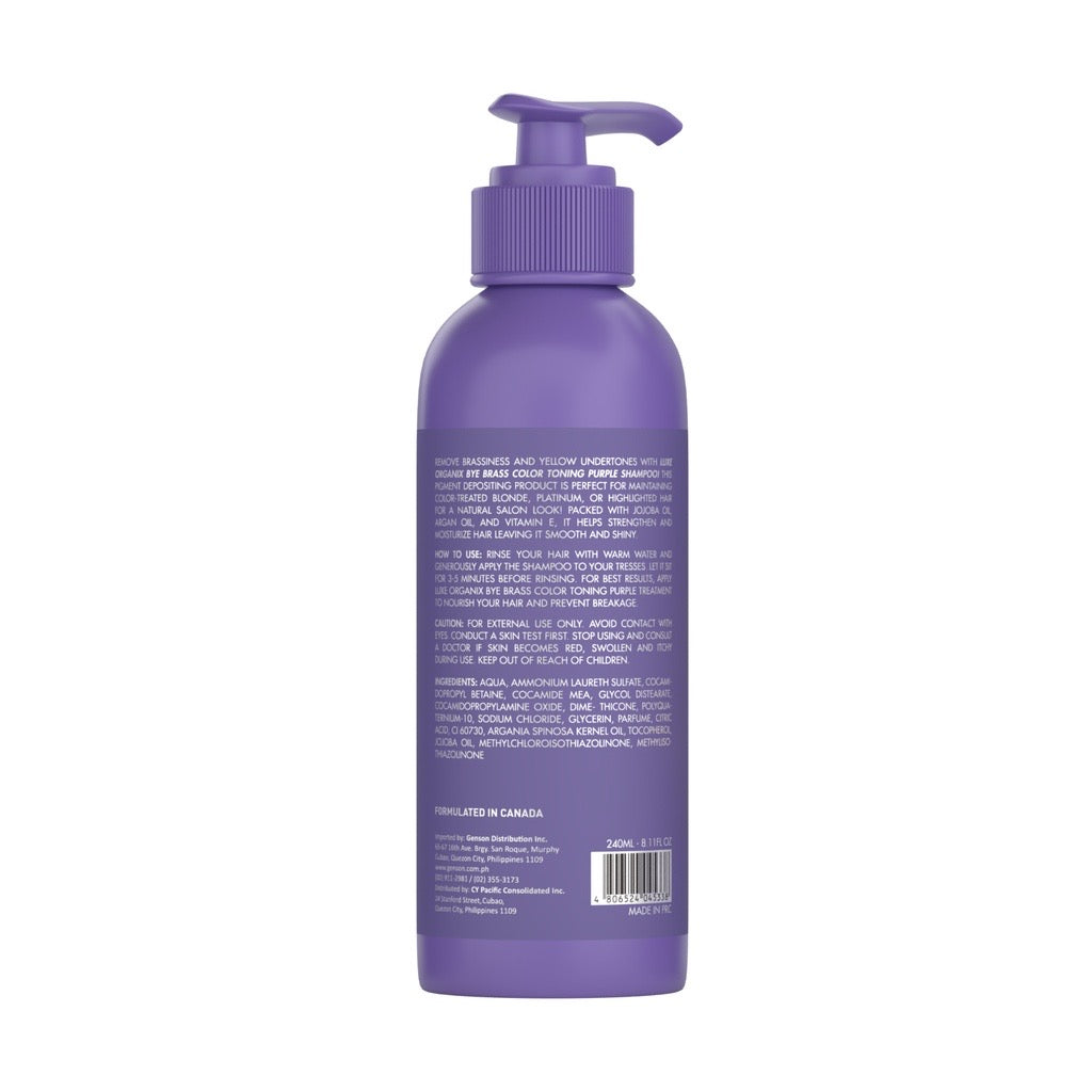 LUXE ORGANIX Bye Brass Purple Shampoo 210ml - La Belleza AU Skin & Wellness