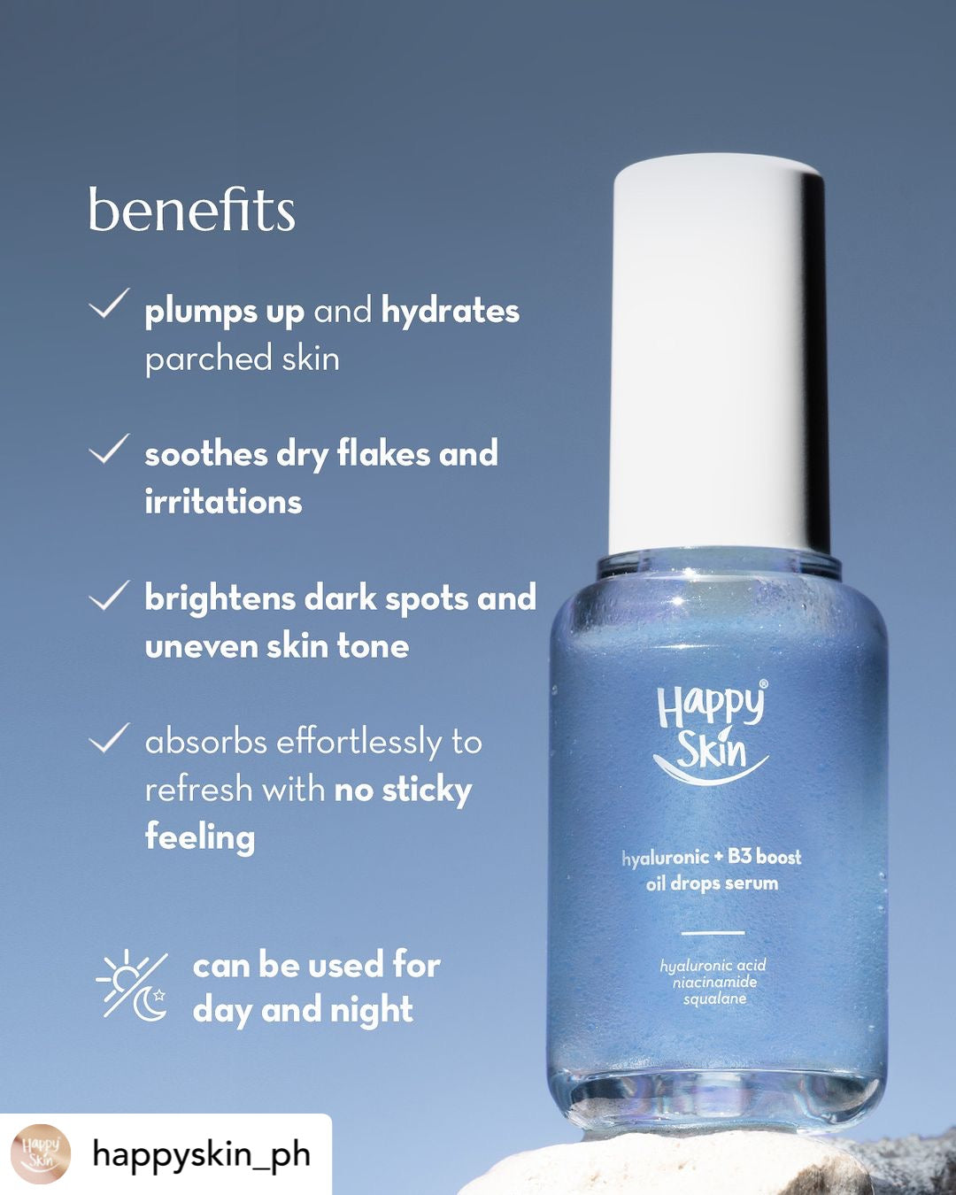 Happy Skin Hyaluronic + B3 Boost Oil Drops Serum 50ml - La Belleza AU Skin & Wellness