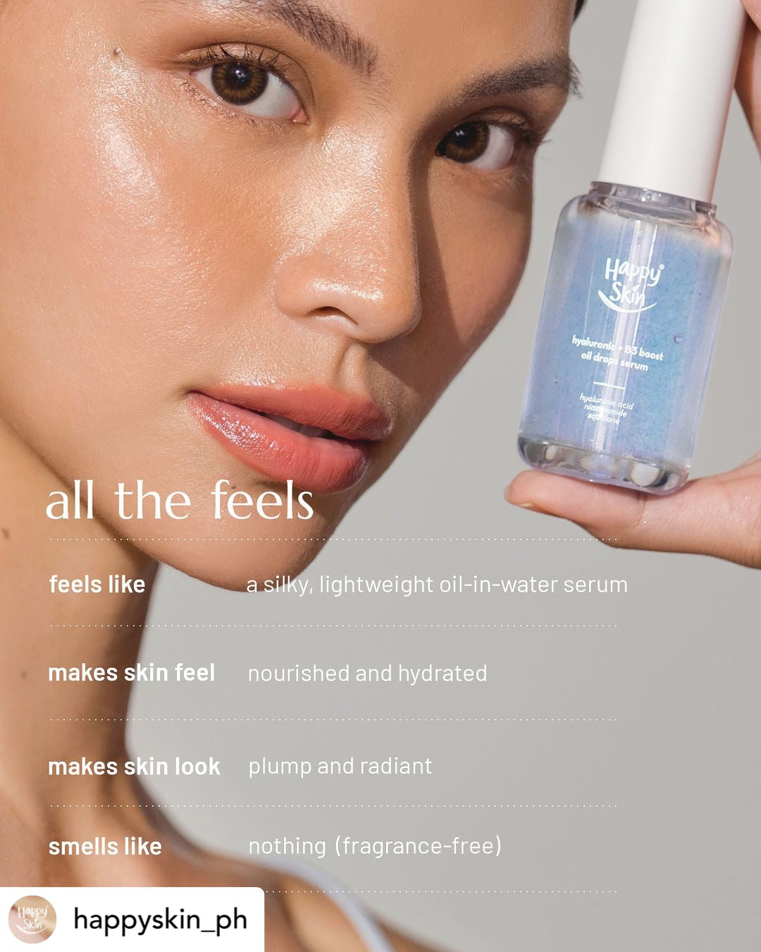 Happy Skin Hyaluronic + B3 Boost Oil Drops Serum 50ml - La Belleza AU Skin & Wellness