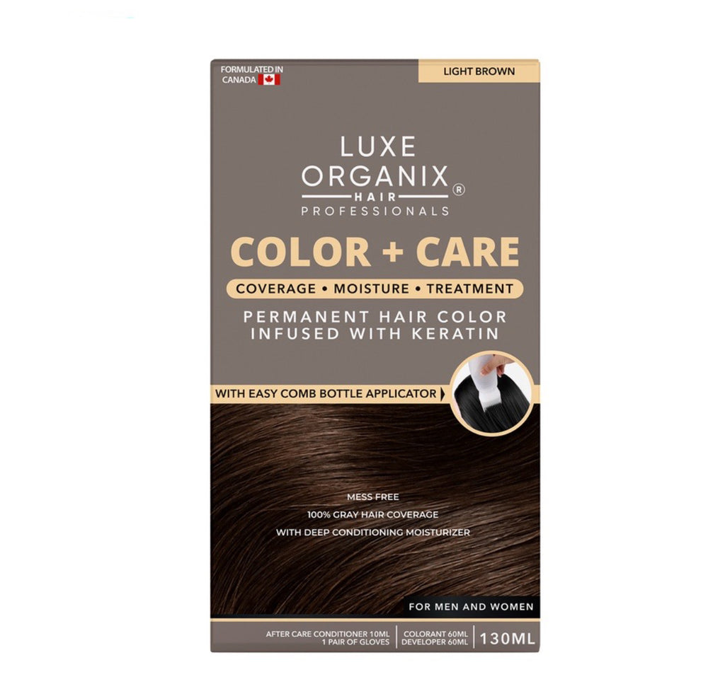 LUXE ORGANIX Keratin Hair Color + Care 140ml (Light Brown) - La Belleza AU Skin & Wellness