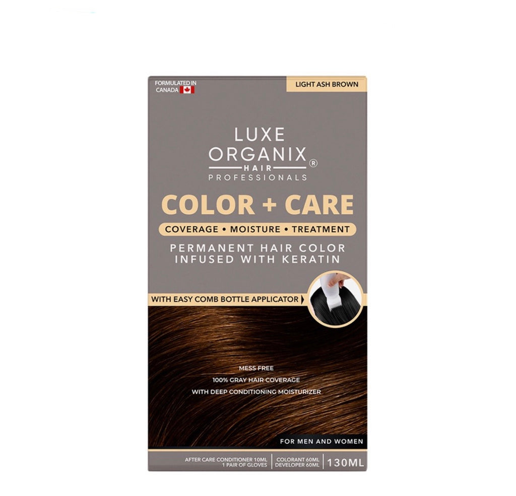 LUXE ORGANIX Keratin Hair Color + Care 140ml (Light Ash Brown) - La Belleza AU Skin & Wellness