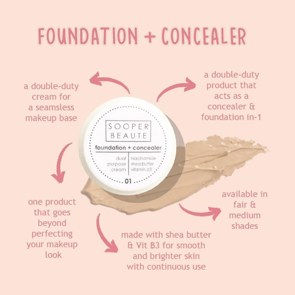 Sooper Beaute Foundation + Concealer 10g - La Belleza AU Skin & Wellness